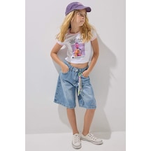 Defacto Regular Fit Mavi Jean Şort Kız Çocuk H8886a826aunm28 Mavi-nm28