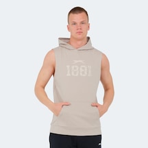 Slazenger VASILISA Erkek Kolsuz Kanguru Cepli Taş Gri Tişört