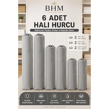 6 Adet Halı Hurcu Seti Büzgülü Halı Saklama Çantası Toz Ve Neme Karşı Koruyucu Gri