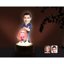 Kişiye Özel Baba Kız Karikatürlü Dekoratif 3D Biblo Led Işıklı Ge (483006634)