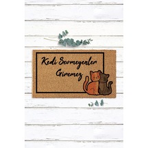 Kedi Sevmeyenler Giremez Kedili Kapı Paspası