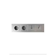 Asyagrup Ovivo Silver Dörtlü Set - Priz - Uydu - Telefon