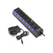 7 Port Usb Hub Çoklayıcı Çoğaltıcı Onoff Düğmeli Işıklı Adaptörlü (518962660)