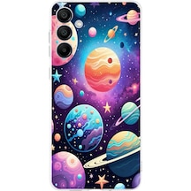Samsung Galaxy A16 Uyumlu Uzay, Gezegen Ve Yıldız Desenli Baskılı Silikon Kılıf Renkli