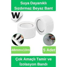 Sızdırmaz Suya Dayanıklı Beyaz Renk Çok Amaçlı İzolasyon Ve Tamir Bandı 10m 5 Adet