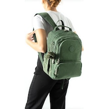 Unisex Okul Çantası Lise Ortaokul Üniversite Sırt Çantası 40 30 Cm Hafif Klinkır Kumaş Çok Cepli 4h Yeşil