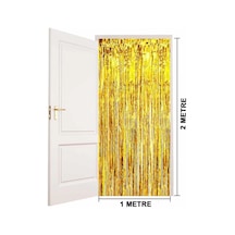 Altın Gold Renk Ekstra Metalize Parlak Saçaklı Arka Fon Perde İthal 1x2 Metre A Antrasit
