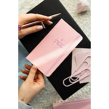 Charmlı Süresiz Haftalık Planlayıcı Cep Ajanda 9x17 Cm Pembe Açık Gri