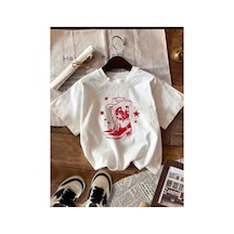 Medinenur Retro Baskılı Basic T-shirt Beyaz