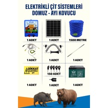 1500mt 15-25 Dönüm Ayı Kovucu Elektrikli Çit Sistemi Kapı Yaylı 14a Akü Ve 25w Güneş Panelli