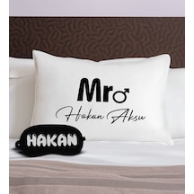 Bk Gift Kişiye Özel İsimli Pamuklu Yastık Kılıfı Ve Göz Bandı Uyku Seti-1, Tasarım Ev Tekstili, Uyku Bandı, Ev Hediyesi