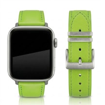 Goldoni Apple Watch Uyumlu Yeşil İnce Gerçek Deri Kordonu Metal Köprülü