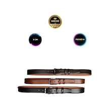 Hakiki Deri Premium 3 Cm Erkek Kemer - 3 Adet Siyah, Taba, Kahverengi Kumaş Çok Renkli