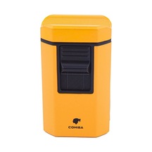 Masa Tipi 4 Jet Torch Puro Çakmağı Sarı Krom Masa Tipi 4 Jet Torch Puro Çakmağı Sarı Krom