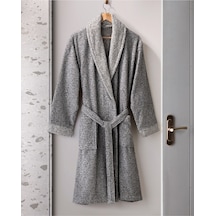Madame Coco Brest İpliği Boyalı Unisex %100 Pamuk Şalyaka Bornoz - Antrasit Antrasit L - XL Antrasit