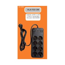 Hi-link Hla-700-3 3 Metre 8 Priz 2 Usb 2 Type-c Termal Akım Korumalı 16a 4000w 3 M