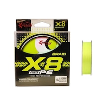 Captain X8 Power Pe 8 Örgü Spin İp Misina 150mt Lemon Yellow 0.18 Mm
