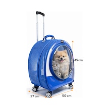 Jumbo Fileli Tekerlekli Kedi Köpek Taşıma Çantası 45 X 50 X 27 Cm Mavi 15 Kg