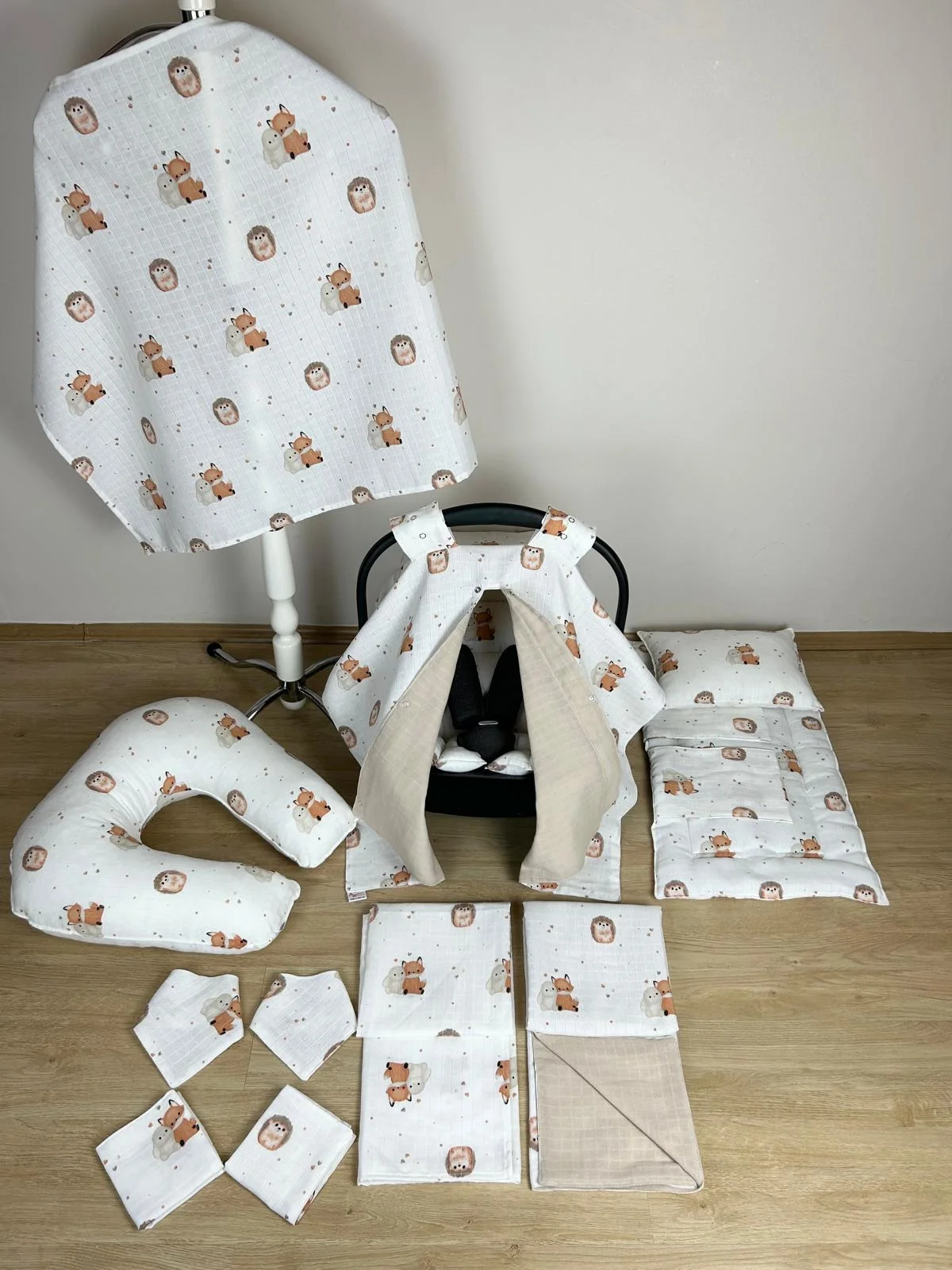 %100 Pamuk 12 Parça Çift Taraflı Muslin Set & Kirpi
