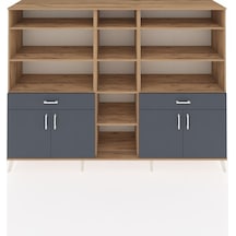 Hyperion Dolap 12 Raflı 2 Çekmeceli 4 Kapaklı 220x44x163 Çam-antr Çam-antrasit