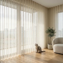 Pati Dostu Tül Perde, Siparişe Özel Dikim Kedi Ve Köpekli Evler İçin Tırnağa Dayanıklı, Kendini Toparlayan Salon Ve Yatak Odası Krem, 120 X 250 Cm, Pilesiz 1x1 Çok Renkli