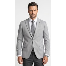 Plus Scorpion Slim Fit Pike Dokuma Erkek Blazer Ceket Modern Şık Günlük Kombin Gri