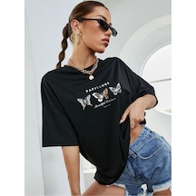 Unisex Kelebek Baskılı Oversize T-shirt 001