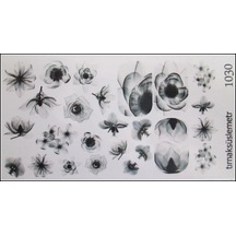3D Siyah Çiçekler Tırnak StickerTırnak Dövme  Nail Art 1030