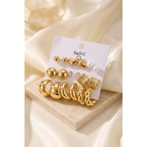 Gold Renk Metalik Kaplamalı Karışık Model Detaylı Ccb 9 Çift Küpe Seti Tj-bkp12106 Hmngoxxtptprp Diğer