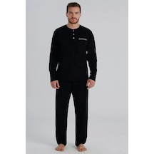 Eros 960 Erkek Uzun Kol Patlı Pijama Takımı Siyah