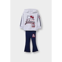 Defacto Kız Bebek Hello Kitty 2li Takım Kapüşonlu Sweatshirt Tayt G6834a525wngr85 Gri-gr85