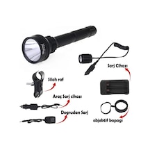 Watton Güçlü Profesyonel Şarjlı Avcı Feneri Wt-147 Siyah