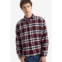 Defacto Boxy Fit Flanel Gömlek G7504ax26spbr230 Bordo-br230