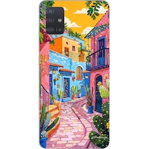Samsung Galaxy A51 Uyumlu Renkli Sanat Sokak Silikon Kılıf Renkli