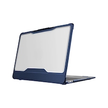 Macbook Air A1932 Uyumlu 13 İnç Outdoor Karbon Fiber Sert Kapak Darbe Emici Şeffaf Koruma Mavi