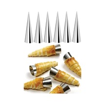 6 Lı Paslanmaz Çelik Korne Huni Kalıbı Kruvasan Tatlı Pasta Şekillendirici Çok Renkli