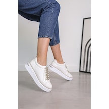 Whıte Lıne 1040 Kadın Simli Sneaker Spor Ayakkabı Beyaz