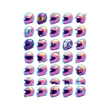 30 Adet Retro Yarış Kaskı Sticker Seti - Laptop Kask Ve Kaykay İçin Çok Renkli