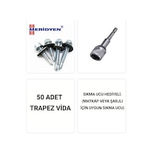 Trapez Vidası 5,5 X 60 Mm. / Çatı Vidası / Akıllı Sac Vidası / 50 Adet Uç Hediyeli 1