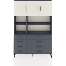 Arges Dolap 8 Raflı 8 Çekmeceli 3 Kapaklı 132x30x195 Antrasit-aytaşı/antrasit Aytası/antrasıt