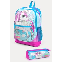 Coral High Kids Mavi Neon Pembe Unicorn Desenli 2'li Okul Çanta Seti Set0223711