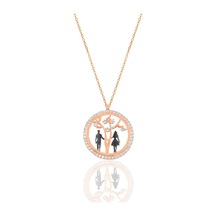 Söğütlü Silver Gümüş Rose Zirkon Taşlı Hayat Ağacı Aşıklar Kolyesi