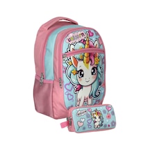 Cennec Umt5048+umt5050 Sırt Çantası Ve Kalemlik Seti Pembe Turkuaz - Bebek Unicorn - Kız Çocuk Pembe - Turkuaz
