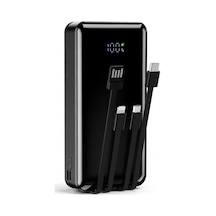 20000mah Dahili Çoklu Kablolu Powerbank, Dijital Göstergeli Taşınabilir Şarj Cihazı, Yüksek Şarj Kapasiteli, Ofis Okul Seyahat Kamp İçin Hızlı Şarj Destekli Type-c Lightning Uyumlu Powerbank