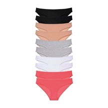 10 Adet Süper Eko Set Likralı Kadın Slip Külot Siyah Ten Gri Beyaz Fuşya Çok Renkli