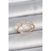 Mey İthalat Pirinç Gold Renk Ayarlanabilir Zirkon Taşlı Kalp Beyaz Mineli Model Kadın Yüzük - Özel Seri Meyeb673606e755a144c50d05ba76 Altın