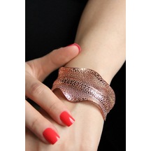 Gümüş Tasarım Rose Füzyon Kelepçe Bileklik - B073801