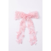Pembe Kelebek Aplikeli Kız Çocuk Otomatik Toka Pembe