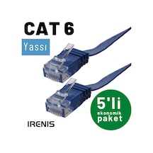 Irenis CAT6 Kablo Yassı Ethernet Network LAN Ağ Kablosu, 25  CM  -Beyaz 5 Adet