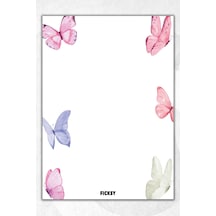 A5 Kelebek Bloknot Çizgisiz Defter - 50 Yaprak - Memopad - Notepad - Not Defteri - Not Kağıdı Çok Renkli Çok Renkli